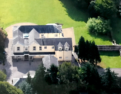 Henstaff Court - Aerial view of main house and part of car park